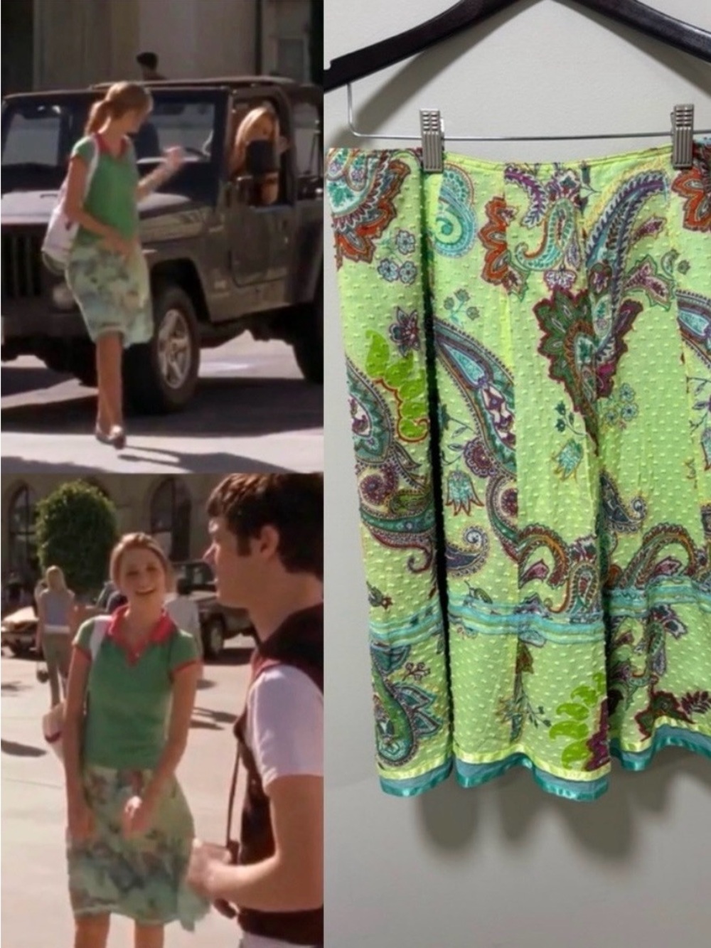 Y2K Paisley Skirt ASO Marissa Cooper The O.C. Green Vintage USA 10